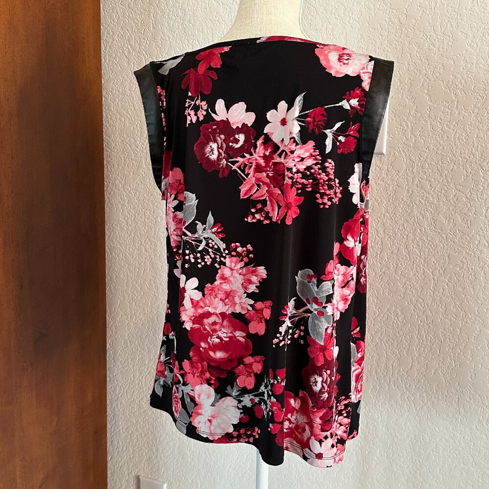 Anne Klein Sleeveless Shell Top with Faux Leather Accents - Picture 4 of 8